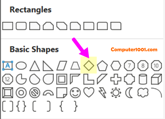 Cara Membuat Simbol Berlian / DIamond dengan Insert Shapes