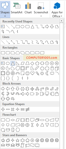 Insert Shapes Simbol Segitiga Cara Membuat Simbol Segitiga dengan Insert Shapes