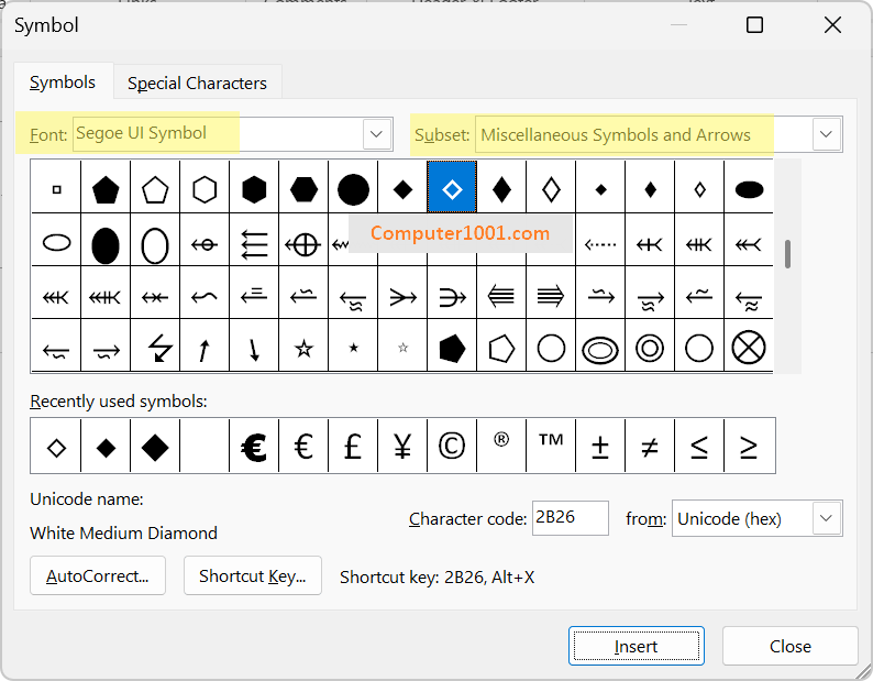 Insert Symbol Segitiga Cara Membuat Simbol Berlian / Diamond dengan Insert Symbol