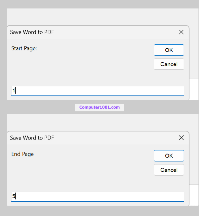 Menyimpan halaman Word Tertentu ke PDF