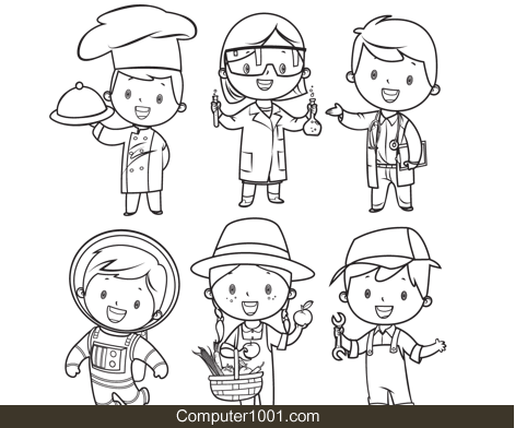 Download Buku Gambar Mewarnai Anak PowerPoint Kid Professionals Coloring Book
