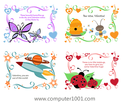 Kids Valentine's Day Cards, 24 Designs