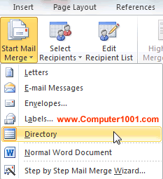 Pilih Mail Merge DIrectory Pilih Mail Merge DIrectory