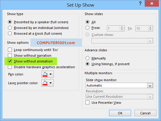 Mematikan Semua Animasi dalam Presentasi Mematikan Semua Animasi dalam Presentasi