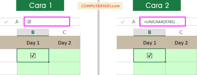 Membuat Checkbox di Excel dengan Simbol Centang Cara Membuat Checkbox di Excel dengan Simbol Centang