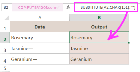 Menghapus Karakter dengan Fungsi CHAR Excel Menghapus Karakter dengan Fungsi CHAR Excel
