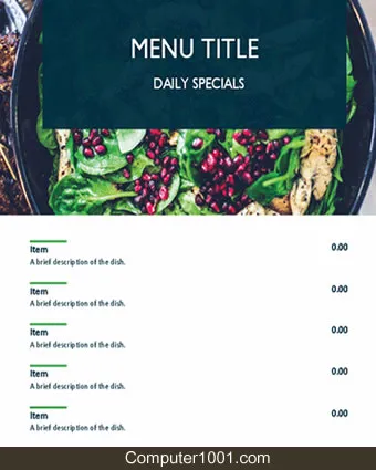Template Menu Word Scallops Design
