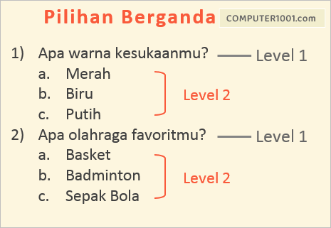 Contoh Multilevel List Pilihan Berganda Contoh Multilevel List Pilihan Berganda