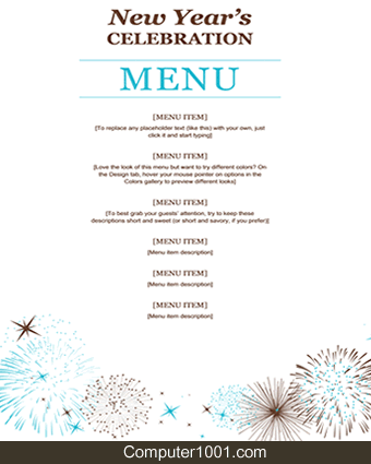 New Year's Party Menu