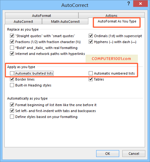 Cara Menonaktifkan Numbering dan Bullet Otomatis Cara Menonaktifkan Numbering dan Bullet Otomatis