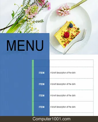 Template Menu Word Party (Floral Design)