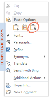 Paste Options - Keep Text Only Paste Options - Keep Text Only