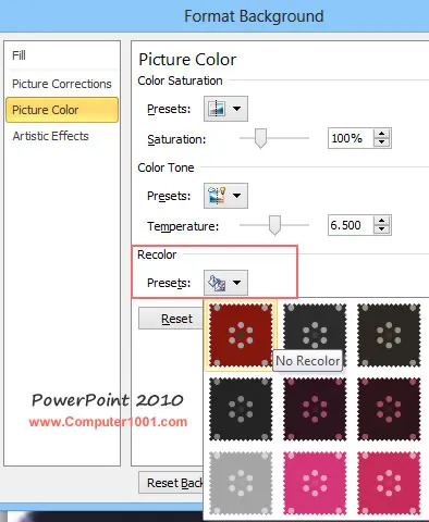 Picture Color - Recolor PowerPoint 2010