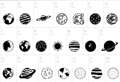 Font Gambar Lingkaran Planets