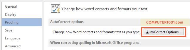 Proofing - AutoCorrect Options Proofing - AutoCorrect Options