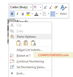 Cara Reset Numbering di Word dari 1 Cara Reset Numbering di Word dari 1