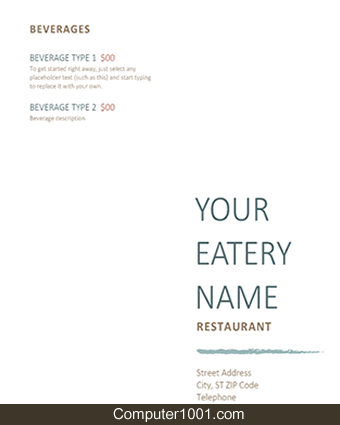 Template Menu Restaurant Word