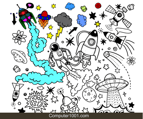 Download Gambar Mewarnai Roket PowerPoint | Rockets Coloring Book