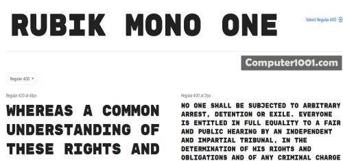 Rubik Mono One Font Huruf Besar Rubik Mono One