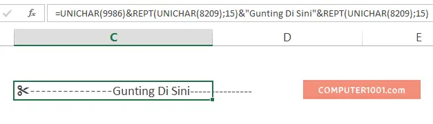 Rumus Excel Tanda Gunting dengan Teks Rumus Excel Tanda Gunting dengan Teks