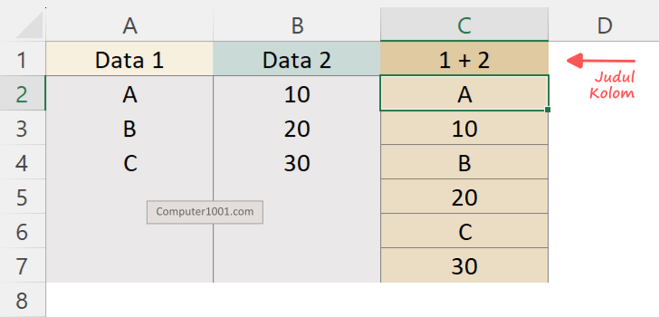 Rumus Menggabungkan 2 Kolom di Excel yang Ada Header Cara Menggabungkan 2 Kolom di Excel yang Ada Header