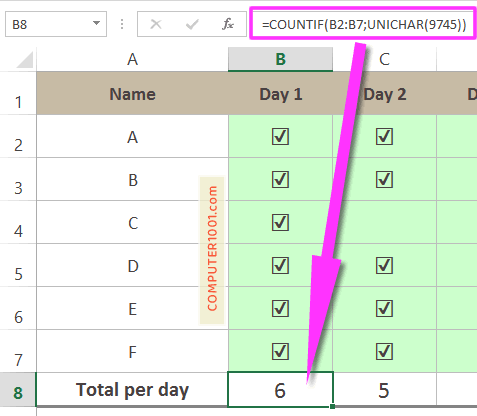 Cara Hitung Total Centang Per Kolom Rumus Total Kehadiran Harian Excel