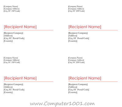 Shipping Labels (Red Design, 6 Per Page, Works With Avery 8254)