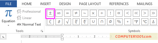 Simbol Kurang Lebih di Persamaan Matematika