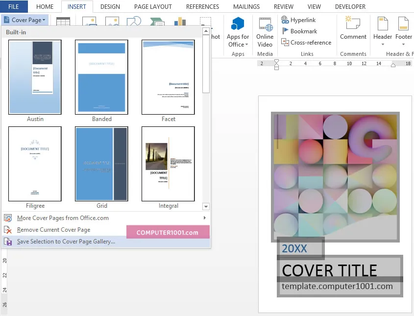 Cara Menyimpan Desain Cover ke Galeri Cover Word Cara Menyimpan Desain Cover ke Galeri Cover Word