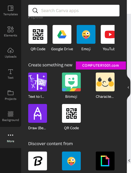 Tab More Aplikasi Tab More Aplikasi Panel Editor Canva