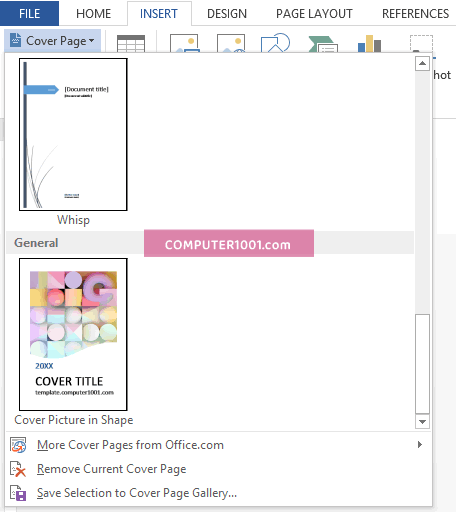 Tampilan Cover di Galeri Cover Page Word Tampilan Cover di Galeri Cover Page Word