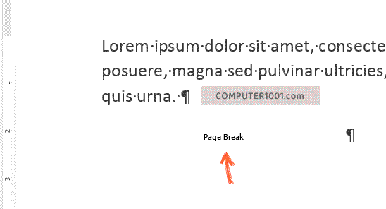 Tanda-Page-Break-Word Garis Page Break Word