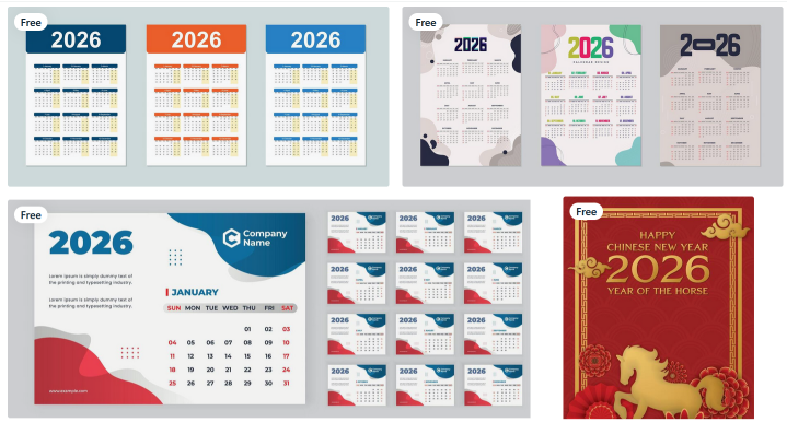 Template Kalendar 2026 Keren Gratis Vecteezy