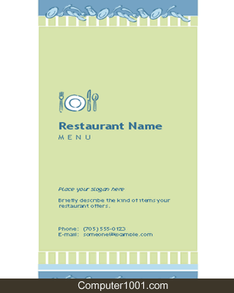 Template Menu Restaurant Word Tri-Fold Menu
