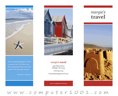 Tri-Fold Travel Brochure (Red, Gold, Blue Design) Template Brosur Tri-Fold Travel Brochure (Red, Gold, Blue Design)