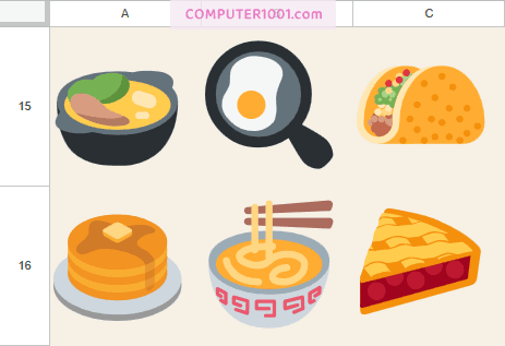 UNICHAR Google Sheets Emoji Makanan UNICHAR Google Sheets Emoji Makanan