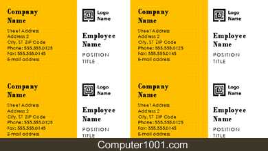 Yellow Business Cards Yellow Business Cards