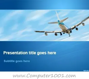 Airplane Flying Away in Sky PowerPoint Template