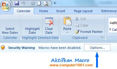 Aktifkan macro template kalender Word Aktifkan macro template kalender Word