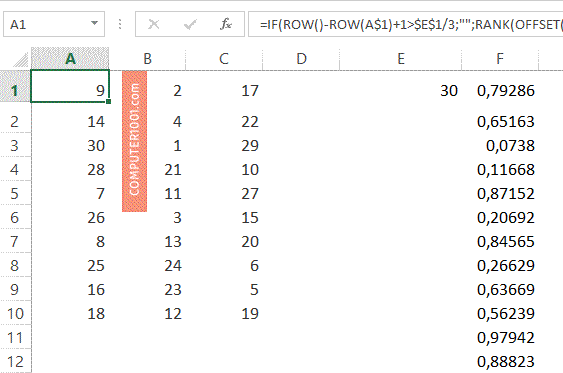 Angka acak Excel pada 3 kolom Angka acak Excel pada 3 kolom