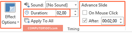 Atur Durasi Animasi Transisi dan Perpindahan Slide