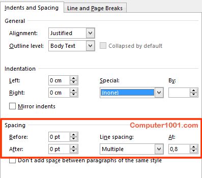 Atur Spacing Paragraf