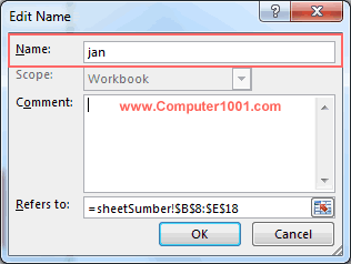 Beri nama untuk range sel posisi chart Beri nama untuk range sel posisi chart