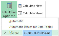 Pilih Calculation Options Manual