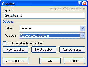 Caption Dialog Box Caption Dialog Box