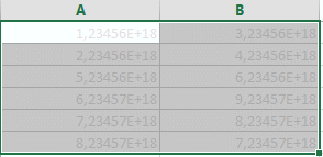 Hasil copy paste angka panjang di Excel