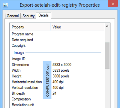 Cek Propertis Gambar