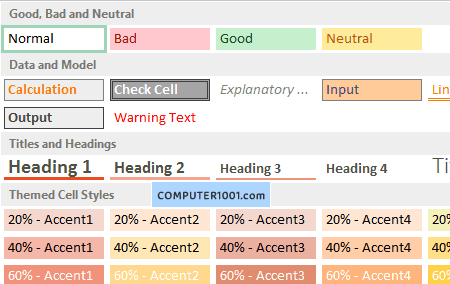 Cell Styles Excel Cell Styles Excel