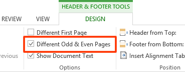 Centang Different Odd & Even Pages Centang Different Odd & Even Pages
