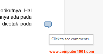 Comment Icon yang berisi komentar dokumen